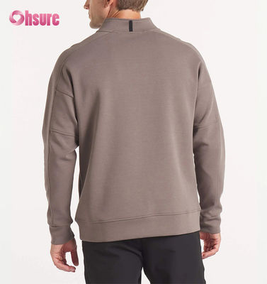 Felpa girocollo oversize da uomo in French Terry personalizzata di alta qualità e felpa con cappuccio e zip a un quarto di peso elevato, motivo tinta unita
