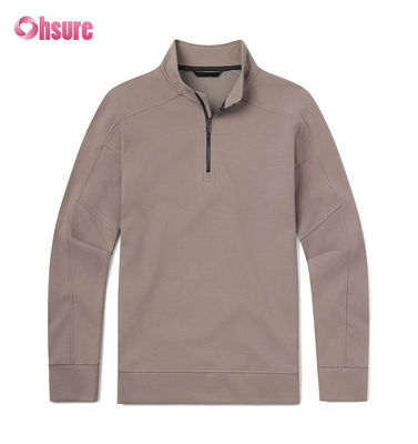Felpa girocollo oversize da uomo in French Terry personalizzata di alta qualità e felpa con cappuccio e zip a un quarto di peso elevato, motivo tinta unita