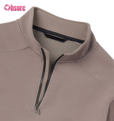 Felpa girocollo oversize da uomo in French Terry personalizzata di alta qualità e felpa con cappuccio e zip a un quarto di peso elevato, motivo tinta unita