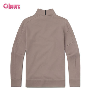 Felpa girocollo oversize da uomo in French Terry personalizzata di alta qualità e felpa con cappuccio e zip a un quarto di peso elevato, motivo tinta unita