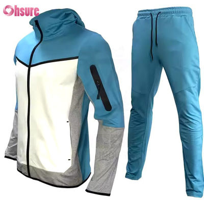 Abbigliamento sportivo personalizzato per l'allenamento, set da 2 pezzi, tuta da jogging con cerniera, set due pezzi da palestra per uomo