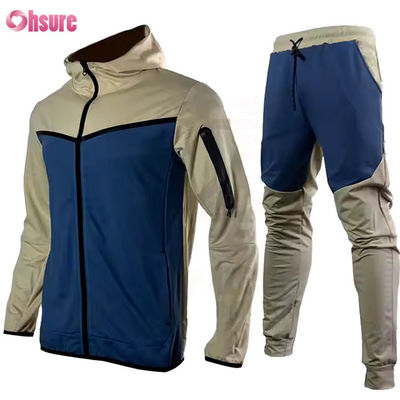 Abbigliamento sportivo personalizzato per l'allenamento, set da 2 pezzi, tuta da jogging con cerniera, set due pezzi da palestra per uomo