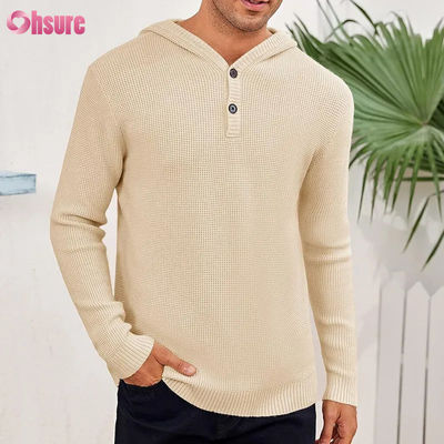 Sport all'ingrosso Good Design Super Fashion Tops di alta qualità Soft Knit Wool Cashmere Hoodie con bottoni per uomini a maglia