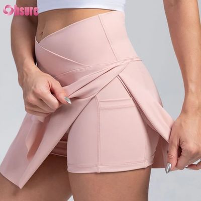 2 in 1 calzoncini sportivi sciolti cintura alta abbigliamento morbido abbigliamento da ginnastica design abbigliamento per donne
