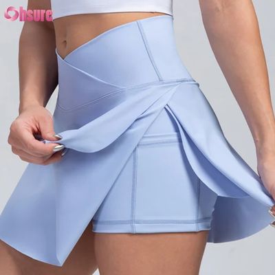 2 in 1 calzoncini sportivi sciolti cintura alta abbigliamento morbido abbigliamento da ginnastica design abbigliamento per donne
