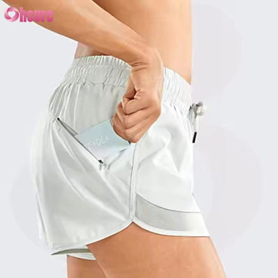 Calzoncini da corsa e yoga da vita alta per donne Calzoncini da ginnastica veloci e asciutti Calzoncini da ginnastica con cerniera tascabile