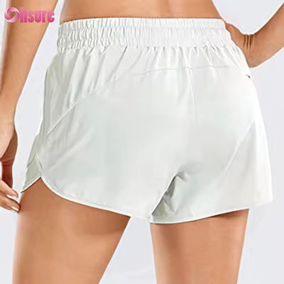 Calzoncini da corsa e yoga da vita alta per donne Calzoncini da ginnastica veloci e asciutti Calzoncini da ginnastica con cerniera tascabile