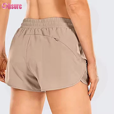 Calzoncini da corsa e yoga da vita alta per donne Calzoncini da ginnastica veloci e asciutti Calzoncini da ginnastica con cerniera tascabile
