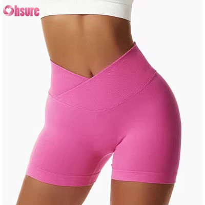 Candy Color Quick Dry Nude Yoga Shorts Hip Lift Running Fitness Shorts Stretta altezza vita Leggings sportivi