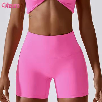 Candy Color Quick Dry Nude Yoga Shorts Hip Lift Running Fitness Shorts Stretta altezza vita Leggings sportivi