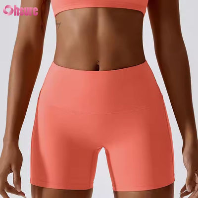 Candy Color Quick Dry Nude Yoga Shorts Hip Lift Running Fitness Shorts Stretta altezza vita Leggings sportivi