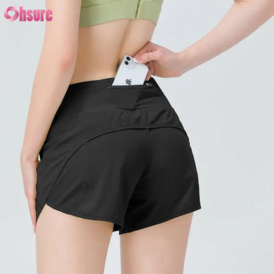 Moda di alta qualità Donna abbigliamento attivo calzoncini abbigliamento atletico donna calzoncini da corsa Nylon Spandex palestra calzoncini da sudore con tasche