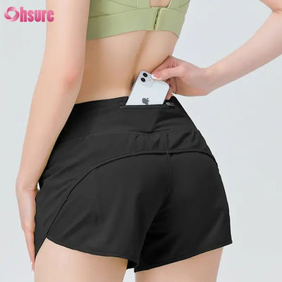 Moda di alta qualità Donna abbigliamento attivo calzoncini abbigliamento atletico donna calzoncini da corsa Nylon Spandex palestra calzoncini da sudore con tasche
