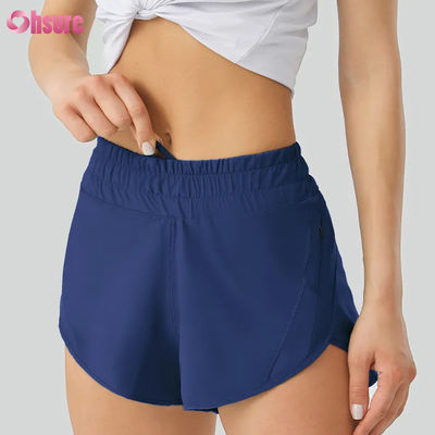 Pantaloncini da yoga casual da donna, altamente traspiranti, ad asciugatura rapida, in poliestere, pantaloni da allenamento con tasche in vita elastiche per sport e corsa