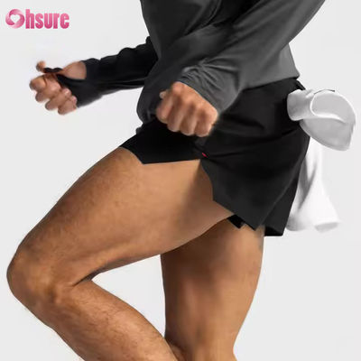 Pantaloncini sportivi da uomo con stampa jacquard, tasche con cerniera personalizzate, vita elasticizzata, per allenamento, corsa e palestra