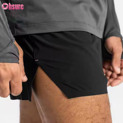 Pantaloncini sportivi da uomo con stampa jacquard, tasche con cerniera personalizzate, vita elasticizzata, per allenamento, corsa e palestra
