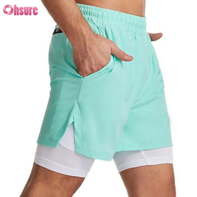 Disegno del logo personalizzato Poliestere 2 in 1 Calzoncini da ginnastica Abbigliamento da allenamento da fitness Uomini Logo standard Calzoncini da ginnastica da bagno solidi
