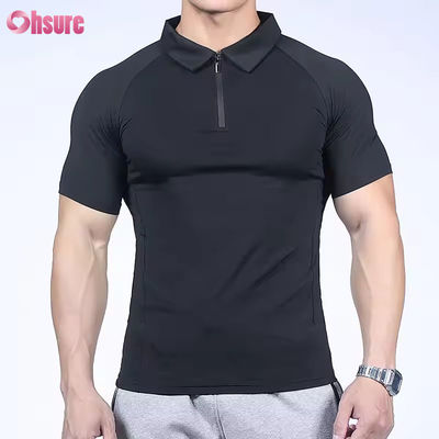 T-shirt di alta qualità con asciugatura veloce di tessuto di seta di ghiaccio sportivo top traspirante ginnastica estiva T-shirt muscolare per uomini polo