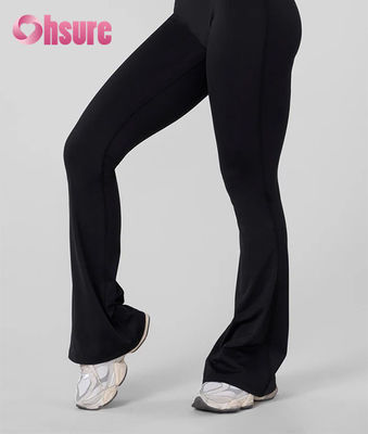 Dear-Lover Leggings da yoga a vita alta da donna con logo personalizzato Neri Tinta unita Fascia in vita Tasche su entrambi i lati Traspiranti Allenamento Yoga