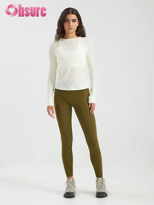 Leggings a vita alta stile palestra, abbigliamento sportivo, traspiranti, per allenamento yoga, tasche su entrambi i lati, tinta unita, da donna, pantaloni, abbigliamento yoga OEM