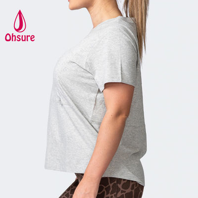 OEM 100% cotone T-shirt oversized Donna manica corta con cerniera Abbigliamento per maternità e allattamento al seno