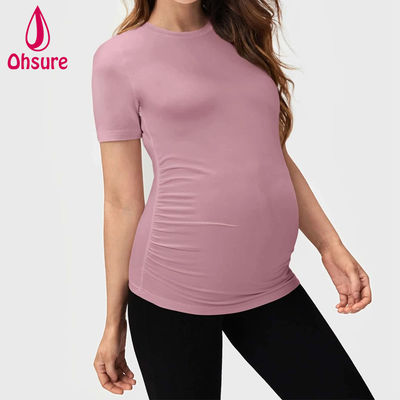 Wholesale Custom Bambù Abbigliamento da infermiere morbido Fitness Allattamento al seno Tee Top Maternità Yoga t-shirt