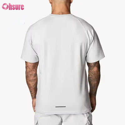 T-shirt da uomo per palestra e allenamento, girocollo in misto cotone e spandex 95%, maniche corte raglan, vestibilità comoda