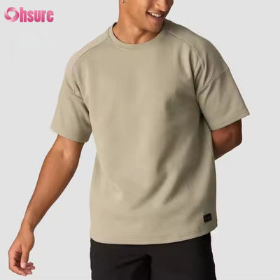 T-shirt personalizzato grigio 100% cotone, pesante, oversize, per corsa, allenamento, sport, palestra, uomo