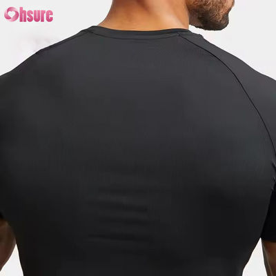 T-shirt da uomo per allenamento muscolare rapido in palestra, personalizzato, in poliestere spandex leggero, vestibilità slim, maniche raglan