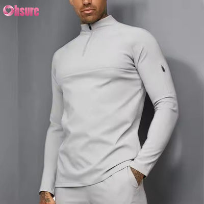 Abbigliamento sportivo attivo personalizzato Slim Fit 1/4 Zip Quarter Top da jogging Uomo Maglia a compressione a maniche lunghe da palestra
