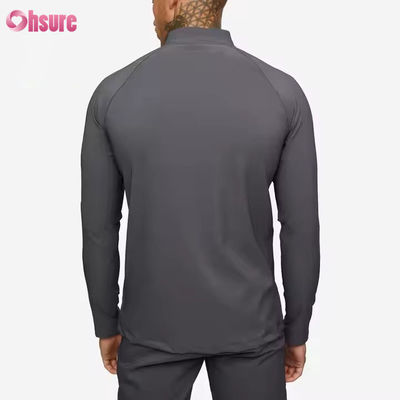 Abbigliamento sportivo attivo personalizzato Slim Fit 1/4 Zip Quarter Top da jogging Uomo Maglia a compressione a maniche lunghe da palestra
