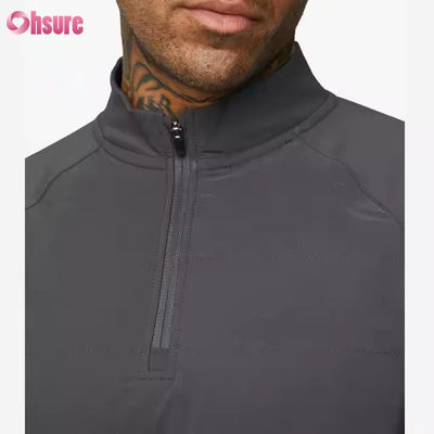 Abbigliamento sportivo attivo personalizzato Slim Fit 1/4 Zip Quarter Top da jogging Uomo Maglia a compressione a maniche lunghe da palestra