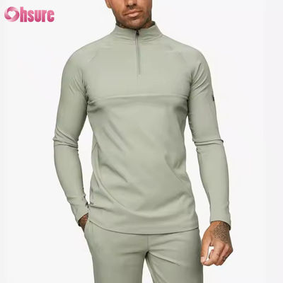 Abbigliamento sportivo attivo personalizzato Slim Fit 1/4 Zip Quarter Top da jogging Uomo Maglia a compressione a maniche lunghe da palestra