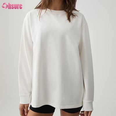 T-shirt da donna a manica lunga personalizzata, girocollo, tinta unita, taglio corto, incrocio sul fondo, spandex sportivo