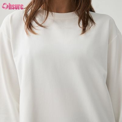 T-shirt da donna a manica lunga personalizzata, girocollo, tinta unita, taglio corto, incrocio sul fondo, spandex sportivo