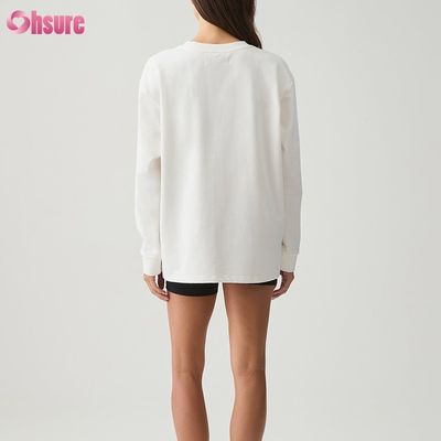 T-shirt da donna a manica lunga personalizzata, girocollo, tinta unita, taglio corto, incrocio sul fondo, spandex sportivo