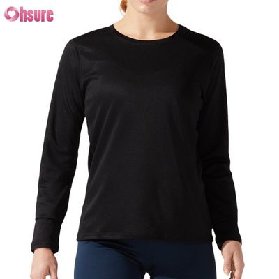 Maglietta a maniche lunghe da donna in spandex, atletica casual, tinta unita, con vestibilità ampia, slim, in cotone personalizzato