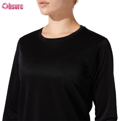 Maglietta a maniche lunghe da donna in spandex, atletica casual, tinta unita, con vestibilità ampia, slim, in cotone personalizzato