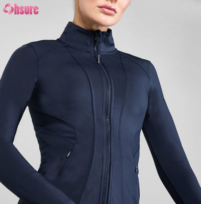 Giacca a maniche lunghe da donna personalizzabile per allenamento, con cerniera, ad asciugatura rapida, per attività sportiva all'aperto, top aderente per corsa e fitness