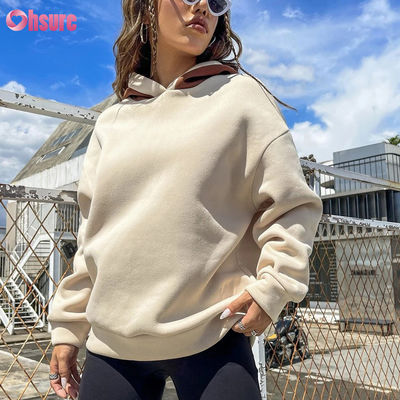 Felpe con cappuccio in French Terry personalizzate di alta qualità da donna, streetwear, essenziali di alta qualità, spalle scese, con ricamo