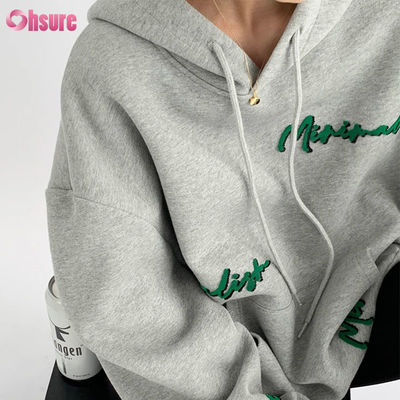 Felpa con cappuccio oversize da donna con motivo personalizzato, ricamo con stampa di lettere, stile vintage, maniche a raglan per autunno, abbigliamento casual da pigra