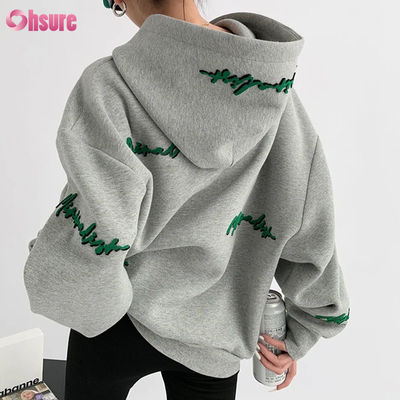 Felpa con cappuccio oversize da donna con motivo personalizzato, ricamo con stampa di lettere, stile vintage, maniche a raglan per autunno, abbigliamento casual da pigra