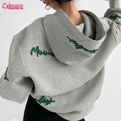 Felpa con cappuccio oversize da donna con motivo personalizzato, ricamo con stampa di lettere, stile vintage, maniche a raglan per autunno, abbigliamento casual da pigra