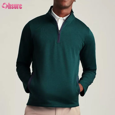 Felpa con cappuccio sportiva da uomo personalizzata plus size con zip a un quarto, in nylon di alta qualità, con ricamo, design a mezza zip tinta unita per l'inverno