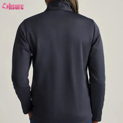 Felpa con cappuccio sportiva da uomo personalizzata plus size con zip a un quarto, in nylon di alta qualità, con ricamo, design a mezza zip tinta unita per l'inverno