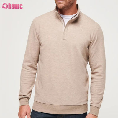 Pullover da golf da uomo di alta qualità, vestibilità slim, con zip a un quarto e maniche lunghe in pile caldo, con logo personalizzato, tinta unita e colore morbido per l'inverno