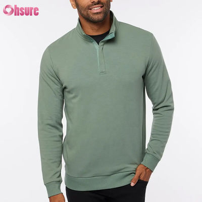 Pullover da golf da uomo di alta qualità, vestibilità slim, con zip a un quarto e maniche lunghe in pile caldo, con logo personalizzato, tinta unita e colore morbido per l'inverno