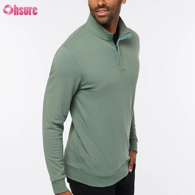 Pullover da golf da uomo di alta qualità, vestibilità slim, con zip a un quarto e maniche lunghe in pile caldo, con logo personalizzato, tinta unita e colore morbido per l'inverno