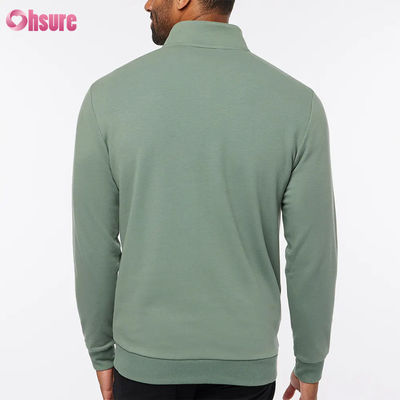 Pullover da golf da uomo di alta qualità, vestibilità slim, con zip a un quarto e maniche lunghe in pile caldo, con logo personalizzato, tinta unita e colore morbido per l'inverno