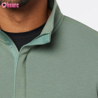 Pullover da golf da uomo di alta qualità, vestibilità slim, con zip a un quarto e maniche lunghe in pile caldo, con logo personalizzato, tinta unita e colore morbido per l'inverno